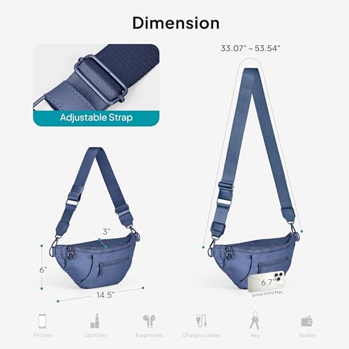 Image of TOPEAST Fanny Pack for Women, Anti-Theft Travel Belt Bag Crossbody Sling Bag Purse with RFID Blocking, Small Fashion Bum Bag with Multiple Pockets for Hiking Walking Sport, Navy Blue