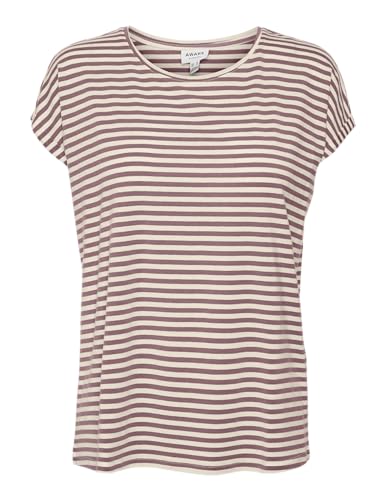 VERO MODA Damen Vmava Plain Top Stripe Ga JRS Noos Shirt, Nostalgia Rose/Stripes:Pristine, L EU