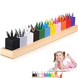 XHNKEG Buntstifthalter aus Holz, 11 Fächer stiftehalter schreibtisch Holz Buntstifthalter aufbewahrung stifte farbe organizer für Schreibtisch Büro Zuhause Schulbedarf