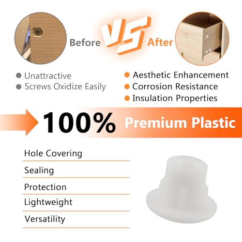 Image of 50Pcs 3 /16 inch Plastic Hole Plugs, Snap in Shelf Hole Plugs, White Drilling Cover Plugs for Cabinet Cupboard Shelves