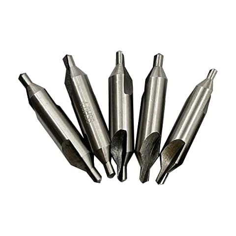 Hunricho 5 Pieces Center Drill Bits Set，High Speed Steel 60-Degree Angle Center Drill Bits for Metalworking Size 4.0(5pcs 4mm) Cover