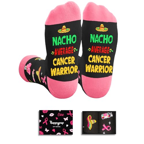 HAPPYPOP Breast Cancer Socks - Woman Survivor Gifts for Breast Cancer Awareness Chemo Patient Gift