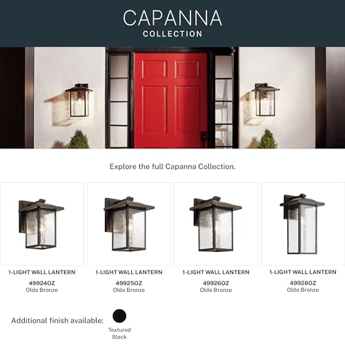 Kichler Capanna 16" Outdoor Wall Light in Olde Bronze®, 1-Light Exterior Wall Sconce Patio and Porch Light with Clear Water Glass, (16" H x 8.5" W), 49926OZ by Kichler - Image 8