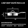 HexClad Hybrid Nonstick 4.5-Quart Deep Sauté Pan with Tempered Glass Lid, Stay-Cool Handle, Dishwasher-Friendly, Oven-Safe Up to 900°F, Induction Ready, Compatible with All Cooktops #2