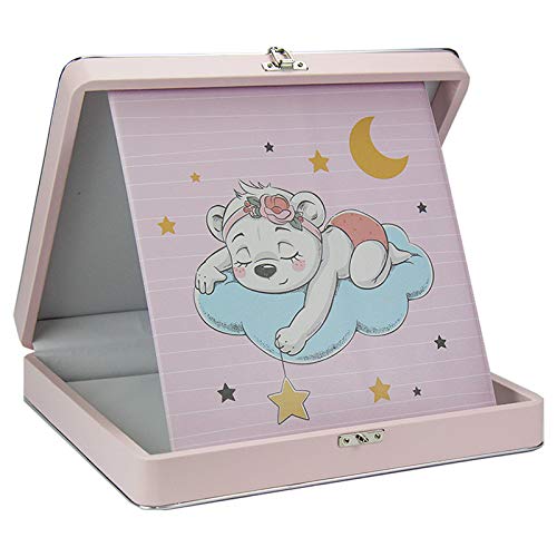 Álbum de Fotos 24x30 Bebê Urso Baby Dream p/ 100 Fotografias c/Maleta Rosa