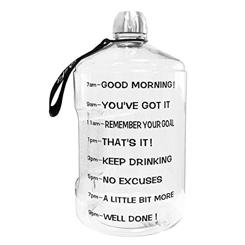 QuiFit 1 Gallon Water Bottle with Time Marker & Handle - BPA Free