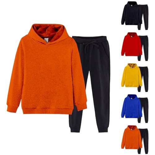 2 Piece Sweatsuits for Kids Fleece Lined Hoodie + Jogger Sweatpants Cozy Activewear Clothing Set for Kids Fall Winter