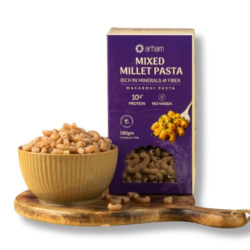 Image of Arham Organic Mix Millet Pasta 180g | Healthy No Maida Pasta | High Fiber & Protein | Non-GMO | No Preservatives | Chemical-Free | Easy & Quick to Cook