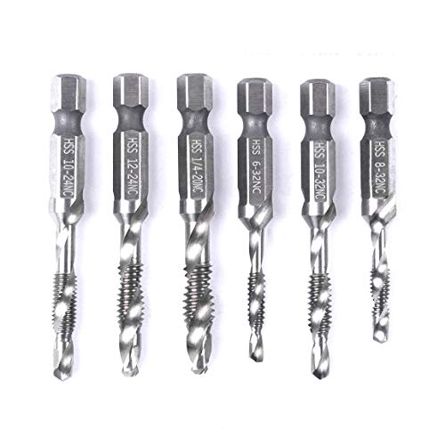 Preamer 6 Pcs 1/4" Hex Shank Sae Hss Combined Screw Tap And Drill Bits For Tapping Metal Hole Drill Bit Set #TOP19