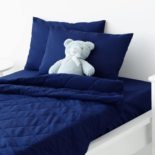 Image of TILLYOU Toddler Pillowcase 2 Pack with Envelope Closure,13 inch x 18 inch Silky Soft Microfiber Travel Kids Pillowcase for Boys and Girls,Navy