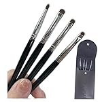 Eye Makeup Brush Set, 4 Pcs Professional Blending Eyeshadow Makeup Brushes for Concealer Eyebrows Eyeliner, Soft Hairs & Wood Handle