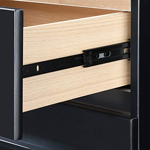 Finch Belmont Fully Assembled Nightstand Modern Mirrored Accent, Bedside End Table With Silver Handles, 3-Drawer, Black #TOP6