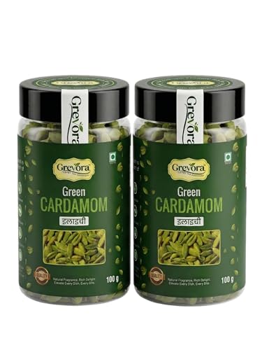 Image of Grevora Premium Kerala Idukki Green Cardamom (Elaichi) 200g | Large 8+ mm Bold Pods | Handpicked, Naturally Aromatic & Premium Quality Spice | Fresh Whole Elaichi for Tea, Sweets, Desserts & Indian Cooking