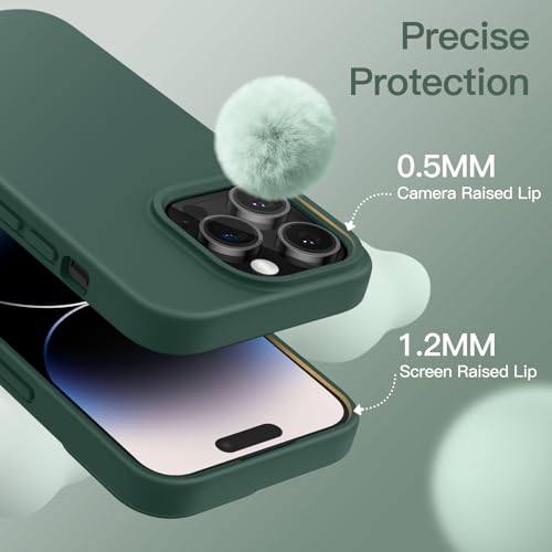 Image of JETech Silicone Cover Case for iPhone 14 Pro Max 6.7-Inch, Silky-Soft Touch Full-Body Protective Phone Case, Shockproof Cover with Microfiber Lining (Midnight Green)