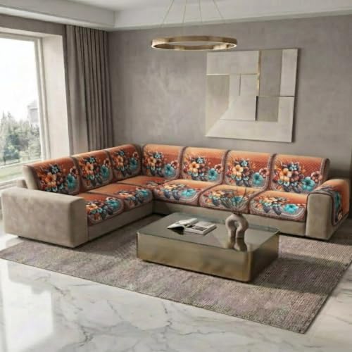 Image of L Shape Sofa Cover 3+2 Seater Pack of 14 (Coffee)