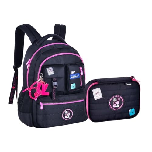 Kit Mochila e Estojo Escolar Juvenil Da Youtuber Luluca Preto