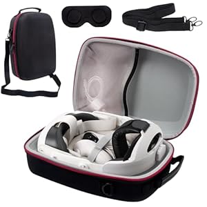 XINGFUDAO Case for Meta Quest 3S VR Headset & Gaming Console, Oculus Quest 3 Carrying Case with Shoulder Belt, Waterproof Shockproof Portable Bag with Mesh Pocket for Meta Accessories