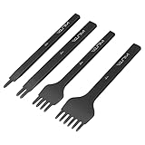 WUTA Leder Locher Werkzeug, Schwarz Leder Meißel Locher Werkzeug, Diamond Kohlenstoffstah Punch für DIY Craft(4mm 1+2+4+6）