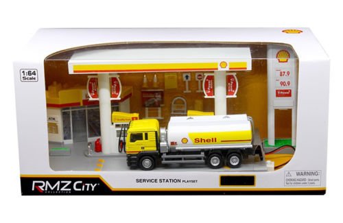 RMZ City 24444-SHELL Shell Service Gas Station with Tanker Play Set 1/64
