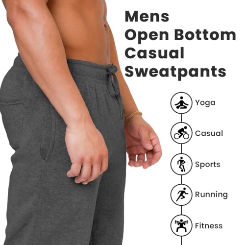 Image of UNIQUE STYLES ASFOOR Mens Sweatpants Fleece Lined with Pockets Open Bottom with Drawstring Waistband