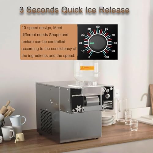 High Capacity Snowflake Ice Maker Machine, Automatic Korean Shaved Ice Maker, Adjustable Speed, 180kg/Day for Cafes, Bingsu, and Milk Tea Shops.