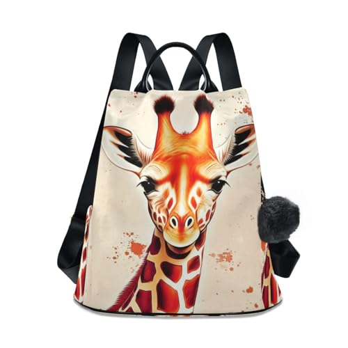 Sac à dos aquarelle girafe femme évite les vols poche zippée dos