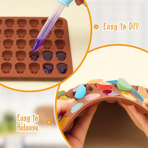 Image of 2 Pcs Halloween Skull Molds, Halloween Silicone Molds, 3D Chocolate Silicone Mold for DIY Gummies Jello Ice Cube Jelly Chocolate Candy Cakes Decorations (Skull)