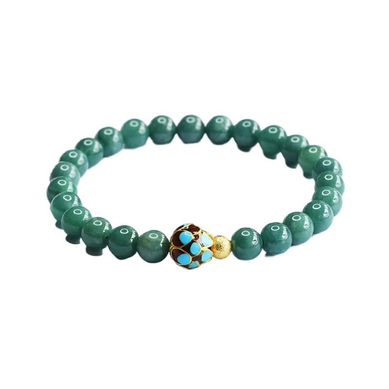 Bracelet jade d'eau bleue double cercle et bijoux en pierre naturelle lotus