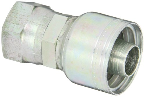Image of Aeroquip 1AA12FJ12 Carbon Steel Global TTC (Thru the Cover) Crimp Hose Fitting Female JIC Swivel, Straight, 3 /4 inch Hose ID, 1-1 /16 inch - 12 Thread