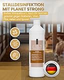 1L Stalldesinfektionsmittel Konzentrat Planet Strong® – Wirksam gegen Bakterien, Pilze & behüllte Viren (z. B. Influenza-Viren) – Für Ställe, Tierhaltung, Flächen & Futterstellen | Made in Germany