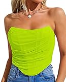 ROYHON FluoGreen Corset Top Womens Bustier Corset Top (FluoGreen,L)