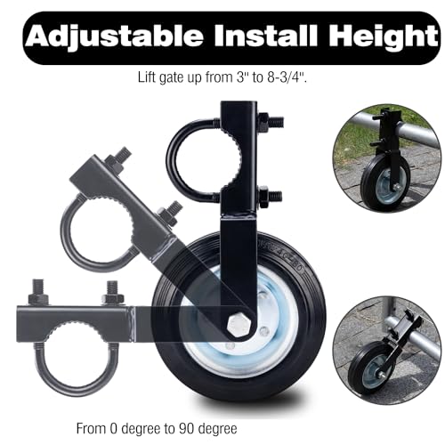 Image of 6 Inch Heavy Duty Gate Wheels for Metal Tube Frames, Support Wheel for Chain Link Fence, Prevent Dragging, 1-5 /8 inch to 2 inch Frames, Black - 2 Pcs