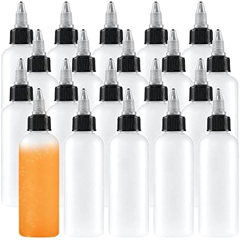 Uyuxxu 20 Pack 4oz Boston Squeeze Bottles,Clear Dispensing Bottles with Twist Top Cap,Plastic Squeeze Bottles for Crafts,Kitchen,Household Cover