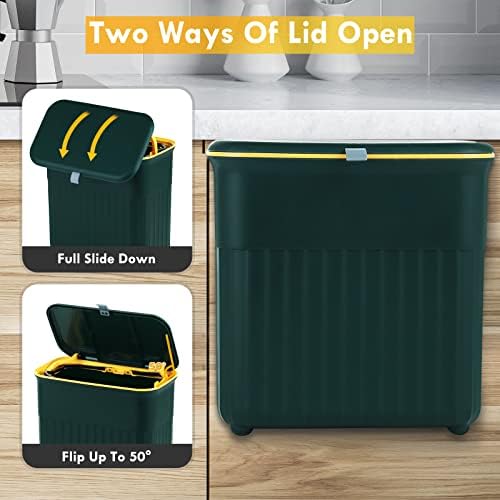 KWANITHINK Hanging Kitchen Bin with Lid, Cupboard Bins for Kitchen Cabinet Door, Trash Can Waste Bins Under Sink Counter Top, Trash Bin for Bedroom Bathroom Office Motorhome 9L