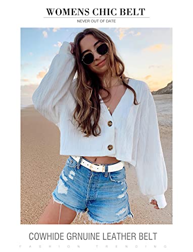 Image of VONMELLI 3 Pack Women's Belts for Jeans Pants Fashion Gold Buckle Ladies Dress Belt