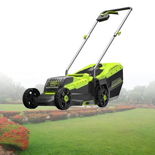 LADECNERHT Cortacésped Eléctrico De 1600 W, con 3 Posiciones De Ajuste De Altura. Dos Baterías De Litio De 20 V Y 4 Ah. Ideal para Patios, Jardines De Villas, Pendientes Y Parques.