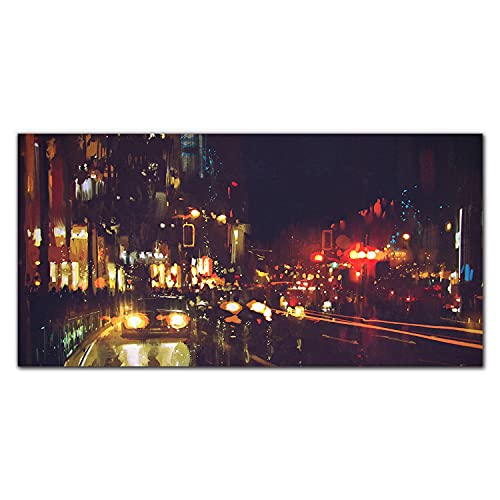 Tableau d'intérieur route de nuit toile tendue 140x70cm finition premium Coloray