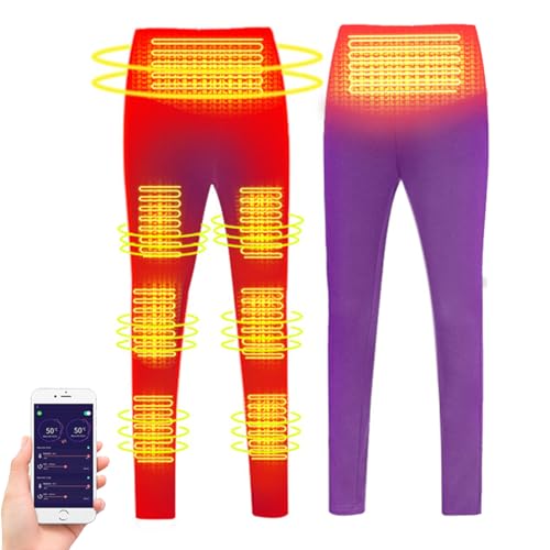TOVCHEI Electric Heated Underwear Smart USB Powered APP Control Heated Thermal Baselayer Underwear for Women Skiing, Travel,Purple b,4XL
