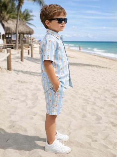 Image of superminis Boys Coordinated Set With Printed Rayon /Cotton Shirt and Shorts