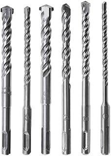 6Pcs SDS Plus Rotary Hammer Drill Bit Kit, 6mm 8mm 10mm 12mm 14mm 16mm Shank 160mm Long Double Flutes for Concrete Masonry