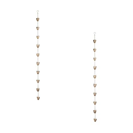 Melrose Rain Chain 70-inch Length, Iron, Brown and Green, for Patio, Garden, Indoor, Outdoor