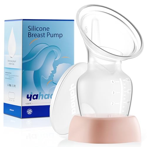Image of yahaa Manual Breast Pump for Breastfeeding Essentials,Colostrum Collector with Spill Free Valve,Cap,Silicone,Self-Stand Bottom,Blush,4oz