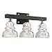 Troy Lighting B3963 Menlo Park - Three Light Bath Vanity, Deep Bronze Finish with Historic Pressed Clear Glass