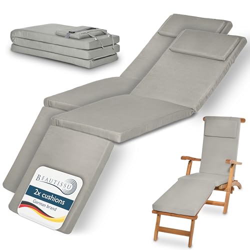 Beautissu 2x Cuscino per Sdraio da Esterno 175x45x5 cm LoftLux
