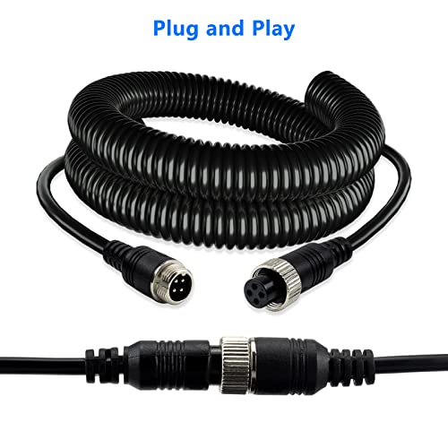 Image of 4 Pin Camera Cable with Corrugation Tube Cover, Car 4Pin Aviation Video Extension CableCCTV Rearview Camera Truck Trailer Camper Bus Motorhome Vehicle Backup Monitor System 16.5Ft /5M