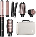 Brosse à cheveux soufflante Air Styler : Outils de coiffage multi-styling ioniques 7 en 1 avec lisseur à air chaud, boucleurs automatiques, volumiseur sans frisottis, séchage rapide, bouclage, lissage.