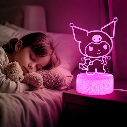 Image of sunduck Pink Kawaii Night Light with Corded Control- Cute Dreamy Girls Room Decor, Perfect Birthday /Christmas Gift for Kids, Unique Holiday Present
