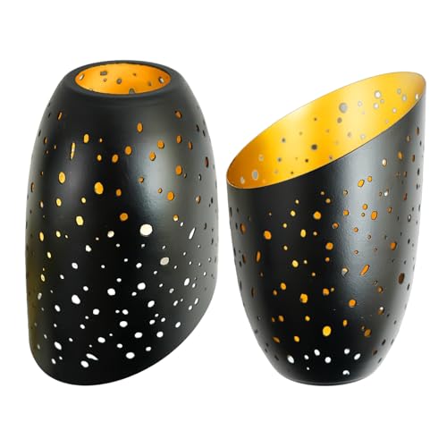 Small Lamp Shades Set of 2, ALUCSET Metal Lampshades 5.9" High x 4.7" Diameter x 1.65" Fitter, Torchiere Floor Lamp Shade Replacement, Laser Starlight Slanted Metal Standing Light Bulb Cover