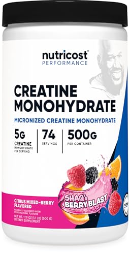 Nutricost Creatine Monohydrate Powder, Shaq's Berry Blast, 500g (74 Servings)