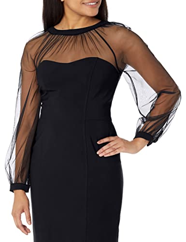 Maggy London Women's Illusion Top Crepe Dress, Black, 4